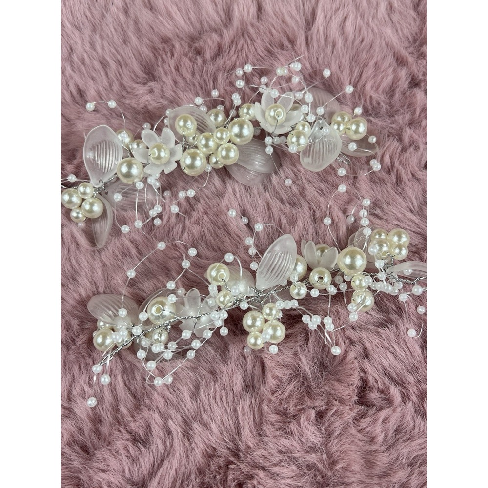 Flowers Girl Hair Accessories 2 Pcs Crystal Pearls  Headband Bridal Wedding Hair